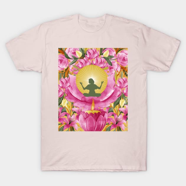 Yoga In The Lotus Pose T-Shirt by LAMCREART